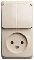 Блок комбинированный (комбинация выключателя и розеток) BPA16-205K